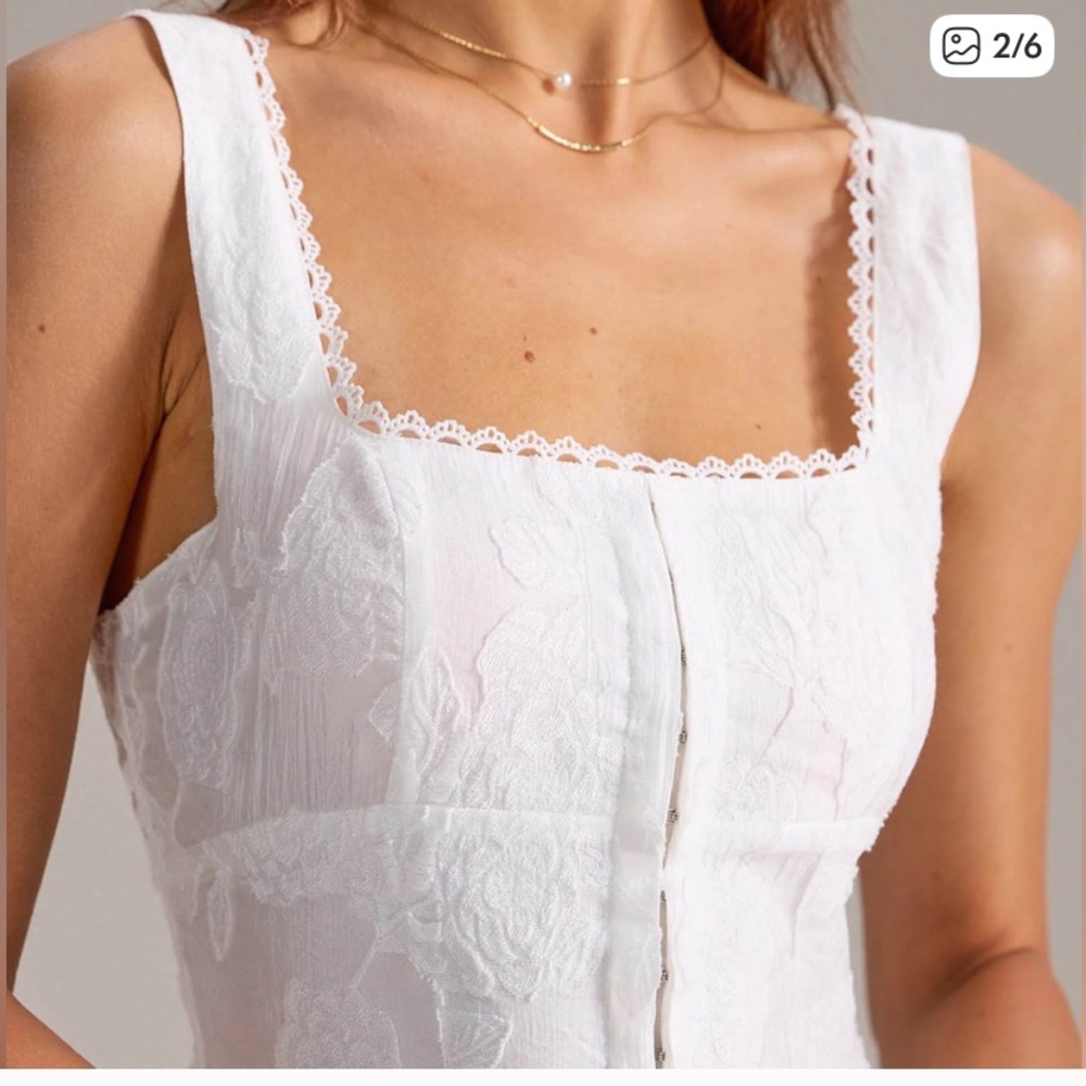 RIHOAS White Lace Midi Dress